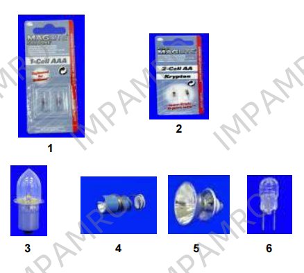 202901 Flashlight lamps for Maglite, Mitylite and Super Sabrelite