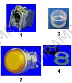384346 LED Illuminated pushbutton switches with momentary contact, bore 22 mm diam, make Telemecanique
