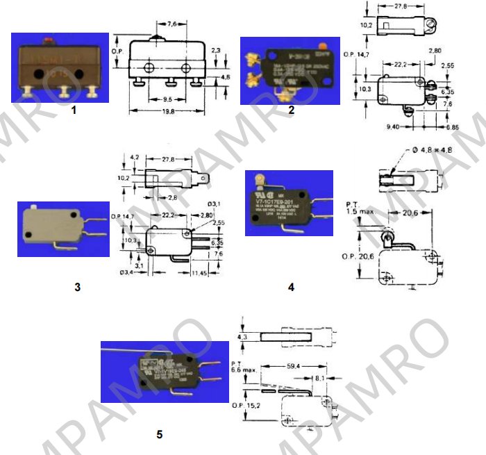 462576 Microswitches, with single pole change over contact