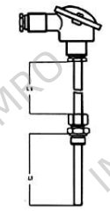 Resistance thermometers - 1 x Pt100/0 in 3-wire connection, Stainless steel protection tube, Fitting 1/2" BSP