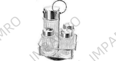SAUCE CASTER SET WITH 4 BTLS GLASS WITH STAINLESS STEEL CAP