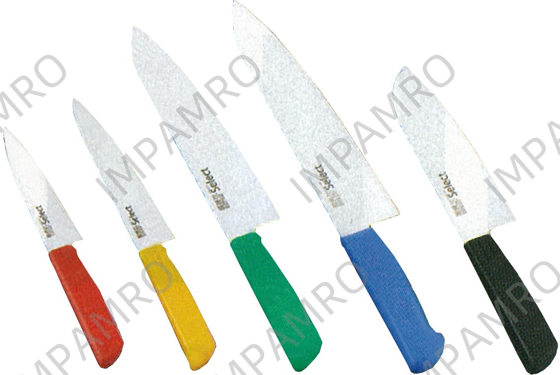 FRENCH KNIFE S. STEEL BLADE, 200MM W/BLUE PLASTIC HANDLE