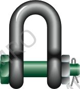 SHACKLE DEE W/SAFETY BOLT GALV, GREEN PIN G-4153 38MM 17TON