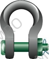 SHACKLE SLING BOW W/SAFETYBOLT, GREEN PIN P-6033 35MM 18TON