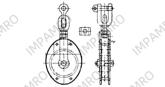 BLOCK GUY STEEL SWIVEL SINGLE, JIS-F3419-MS1A 160MM