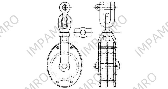 BLOCK GUY STEEL SWIVEL DOUBLE, JIS-F3419-MS2A 160MM