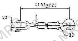 TURNBUCKLE GALV TB-14-423, JAW&SWIVEL PIPE BODY B/L 42TON