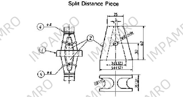 SPLIT DISTANCE PIECE, FOR 14MM SYNTHETIC FIBRE ROPE