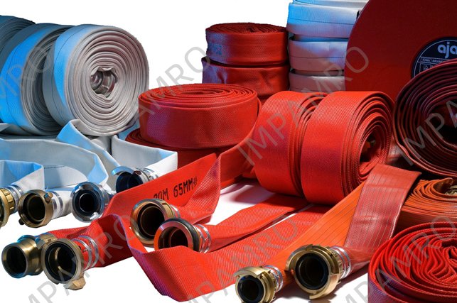HOSE FIRE W/PREFIT COPUPLING, PIN LUG BRASS RED 65MMX30MTR