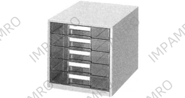 CABINET LETTER STEEL FRAME, 10 PLASTICDRAWER 256X330X492MM