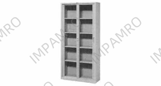 FILING CABINET GLASS SLIDING, DOOR SHALLOW 880X400X1790MM