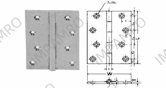 BUTT HINGE FOR CABIN DOOR, STAINLESS STEEL L102XW71MM