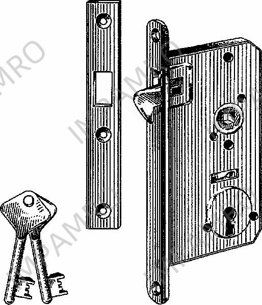 DOOR LOCK MORTISE SLIDING, BRASS #3201S