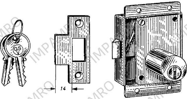 LOCK CABINET W/CYLINDER & ROSE, DOOR THICK 20MM RIGHT #3710Z