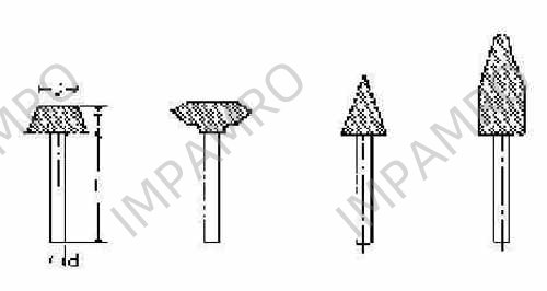 WHEEL MOUNTED SHAPE-AJ1, 19X25X40MM SHAFT DIAM 6MM
