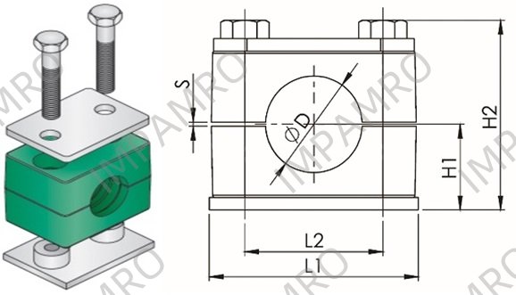 CLAMP TUBE POLYPROPYLENE, W/WELD PLATE STANDARD 22MM