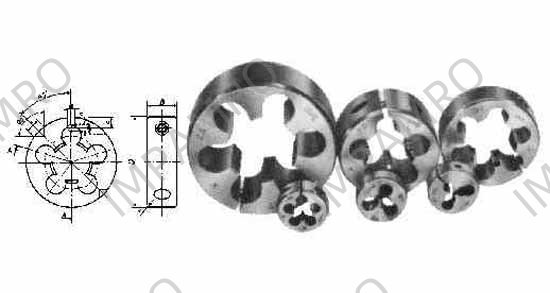 DIE ROUND ADJ METRIC FINE, M2.5XP0.35XOD16MM CARBON STEEL