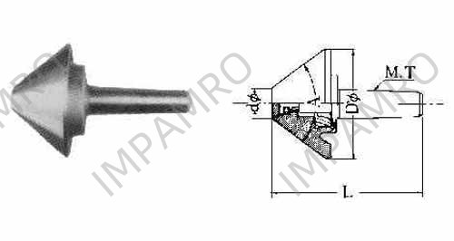 ROLLING CENTER BEVEL MT#5B, 75DEG BEVEL DIAM 90X200MM