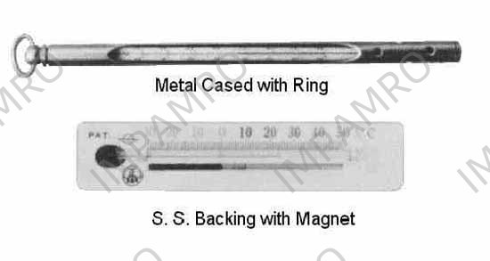 THERMOMETER FOR REFRIGERATOR, METAL CASED W/RING -20TO50DEG