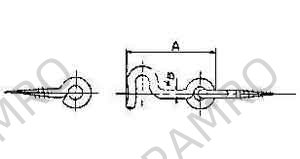 GATE HOOK & EYE BRASS 50X3.2MM