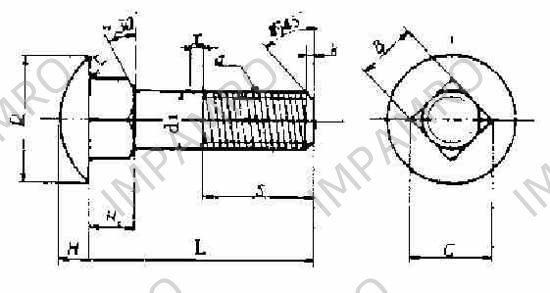 BOLT CAP HEAD SQUARE NECK, WITH FURTHER DETAIL