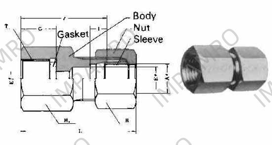 COUPLING FEMALE FLARELESS, BRASS 12MMXPT1/2