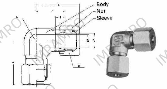 UNION ELBOW FLARELESS BRASS, 6MMXPF1/4