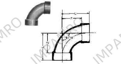ELBOW PVC 90DEG LONG RADIUS, FOR DRAIN SIZE 65
