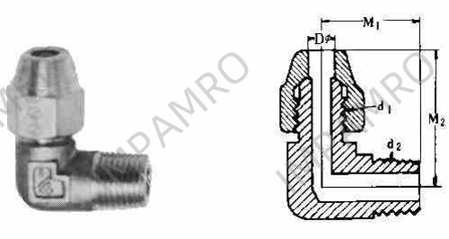 ELBOW FLARED 90DEG BRASS, W/MALE END 12MMXPT1/2