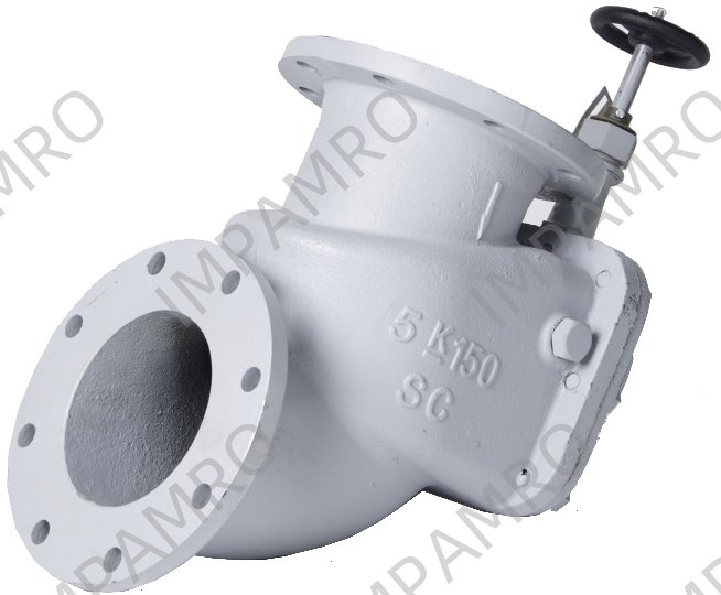 STORM VALVE ANGLE TYPE, W/HANDLE CAST STEEL 10K 50MM