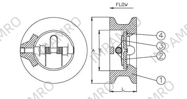 VALVE CHECK DUO CAST STEEL DIN, #4111 500MM