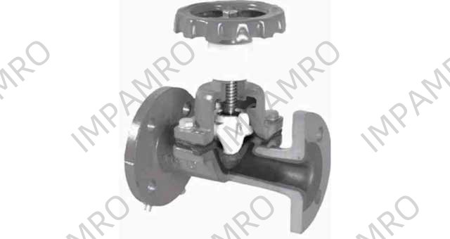 DIAPHRAM VALVE DIN C/IRON PN10, FULLBORE RUBBERLINE 5652 100MM