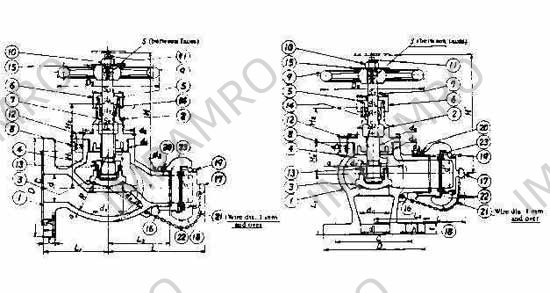 GLOBE HOSE VALVE BRONZE, FLANGE&COUPLING F7334 10K-65MM