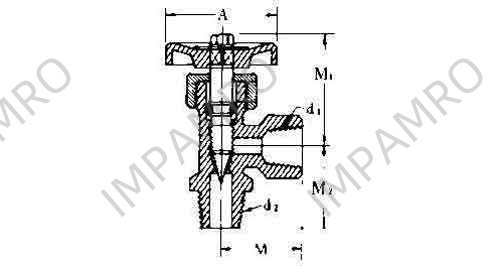 NEEDLE VALVE ANGLE BRASS, MALE&FEMALE END 1/8X1/8