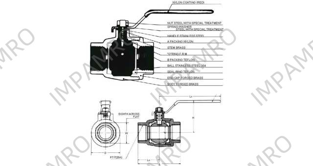 BALL VALVE FORGED BRASS, SCREWED-END PT3/8