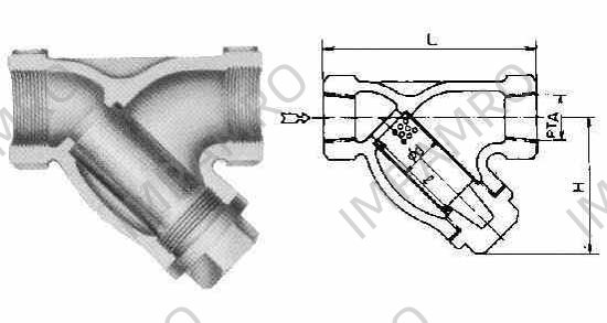 Y-STRAINER CAST-IRON, SCREWED-END 16KG-15A