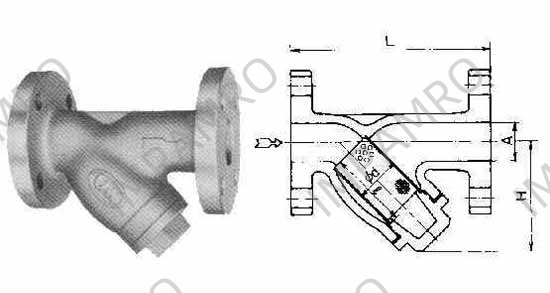Y-STRAINER CAST-IRON, FLANGED-END 10KG-65A