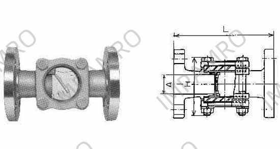 SIGHT FLOW INDICATOR CAST IRON, FLAPPER TYPE FLANGED 100A