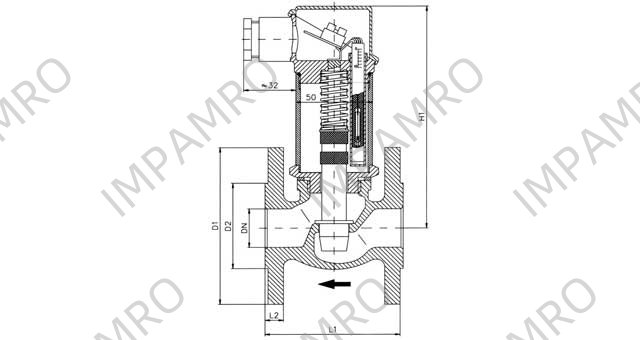 SWITCH FLOW PISTIN TYPE VM165, DN65 FLANGED DIN 2527