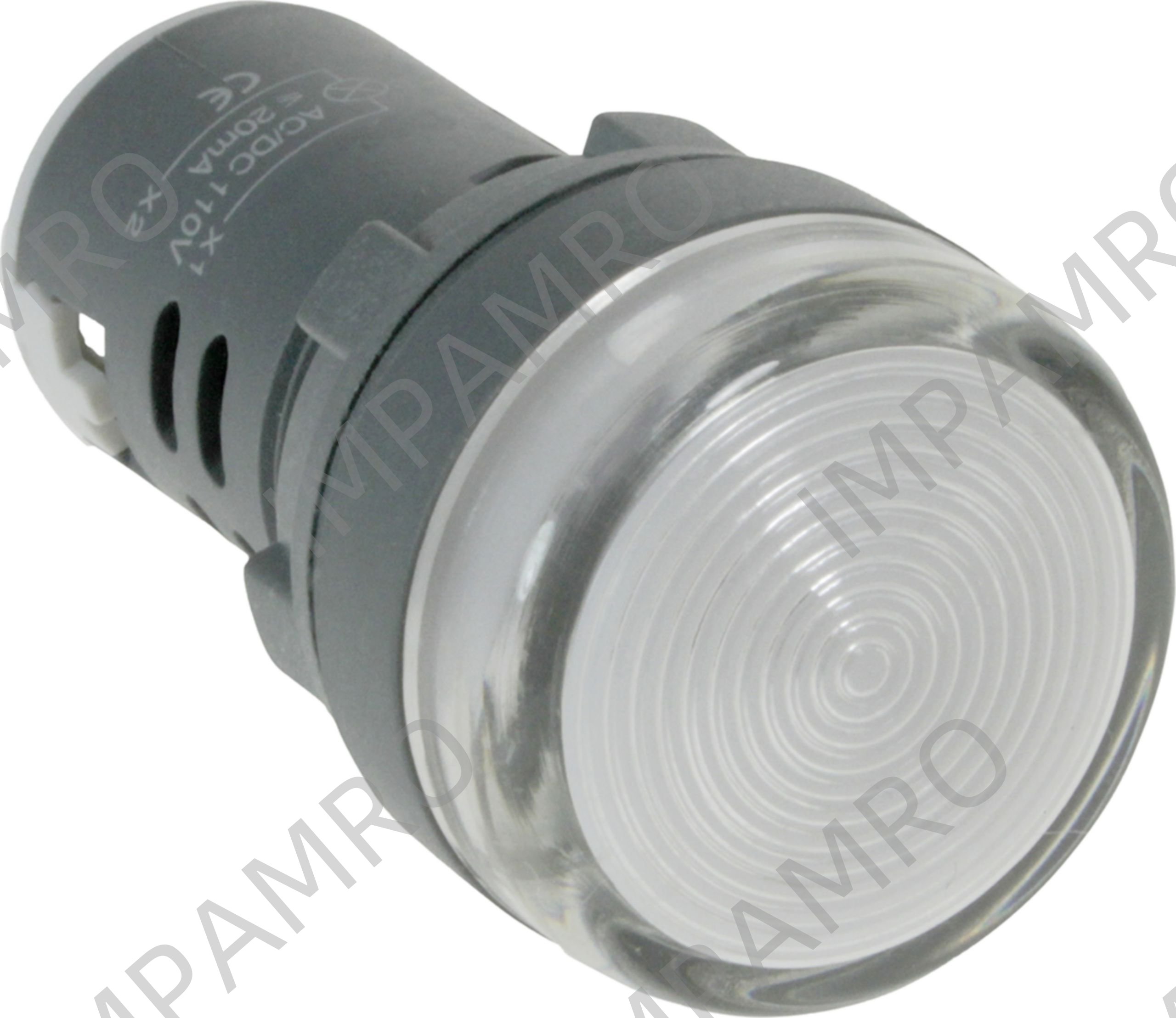LIGHT PANEL INDICATING LED, 110V AC 20MA FIT:22MM WHITE