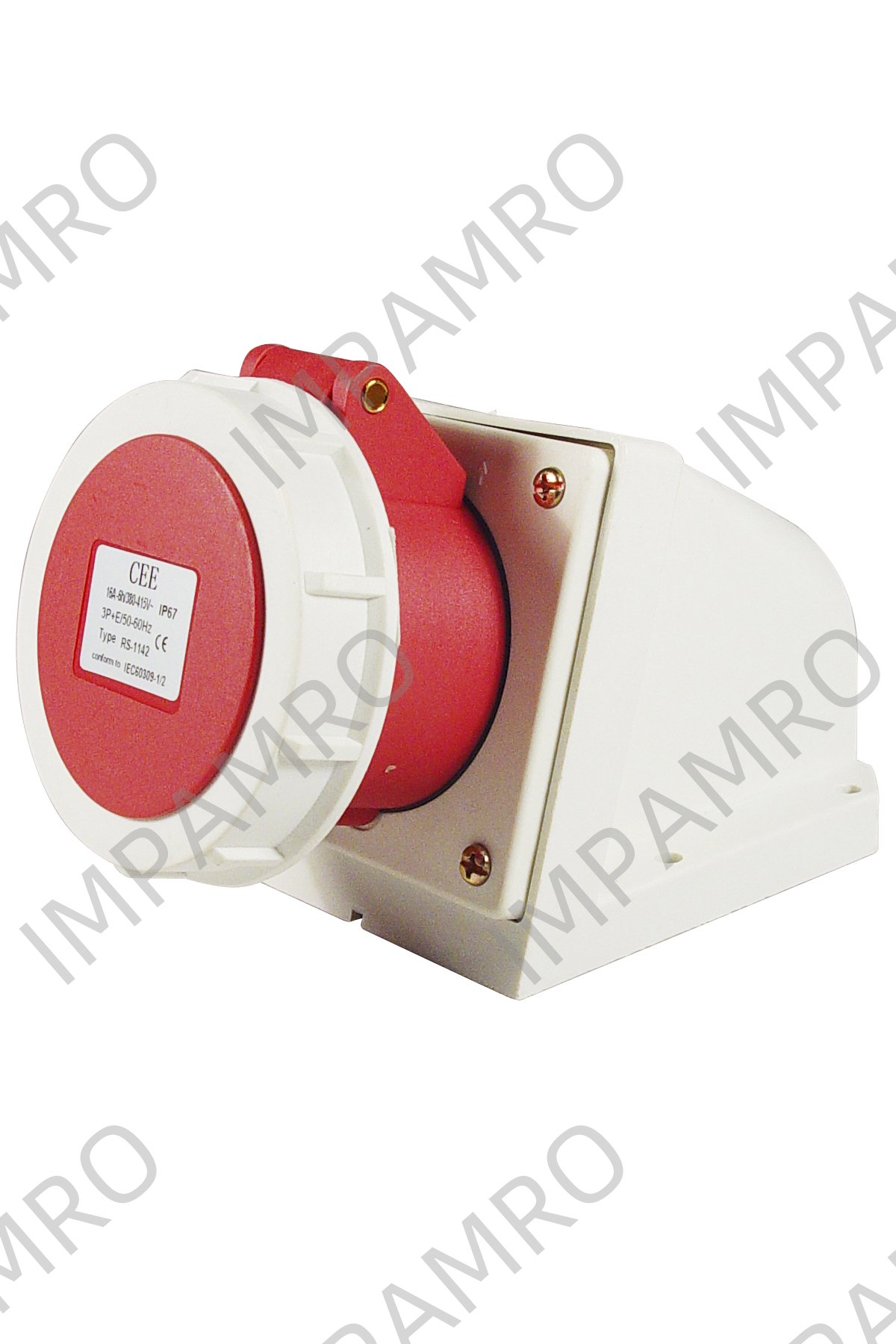 RECEPTACLE CEE AC380V RED 4P, 32AMP 6H IP44