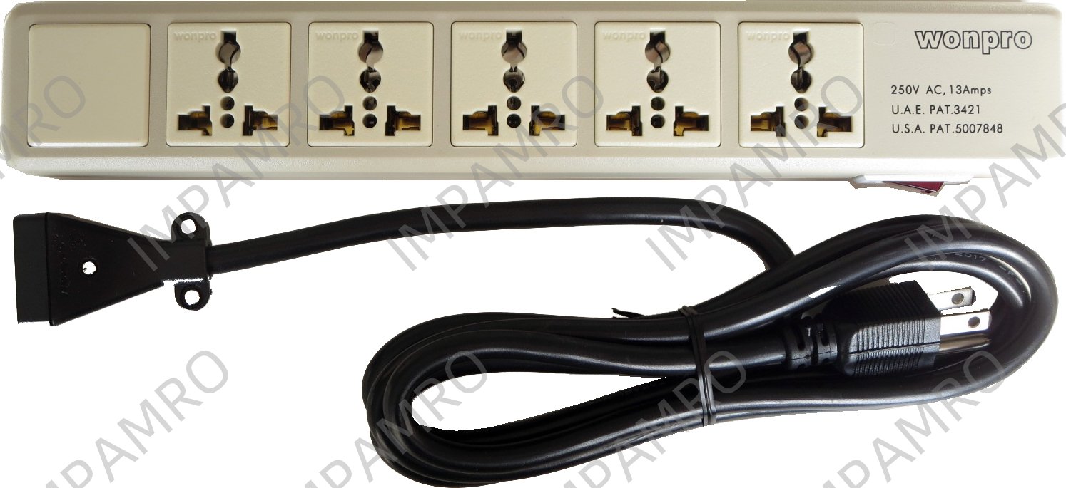 RECEPTACLE 3WAYS MULTI PLUG, 2ROUND/3FLAT/2FLAT PINS 5MTR
