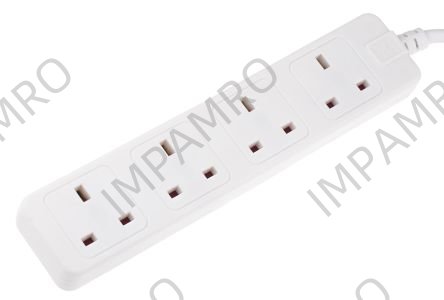 RECEPTACLE 4WAYS BRITISH PLUG, 3 FLAT PINS W/3MTR CORD