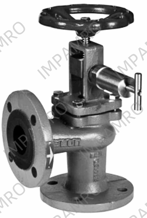 QUICK CLOSING VALVE (DIN), DUCTILE CAST IRON, FLANGE END, ANGLE TY, PNEUMATIC OPERATION TY, PN 10, DIN 50