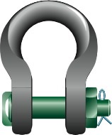234592 - 吊索弓形卸扣，带安全螺栓，Green Pin P-6033，直径190毫米，安全工作负荷600吨
