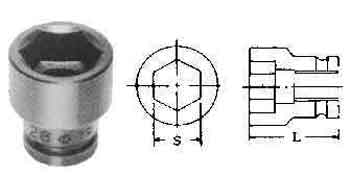 SOCKET FOR IMPACT WRENCH, 9.5MM/SQ DR. X 9MM