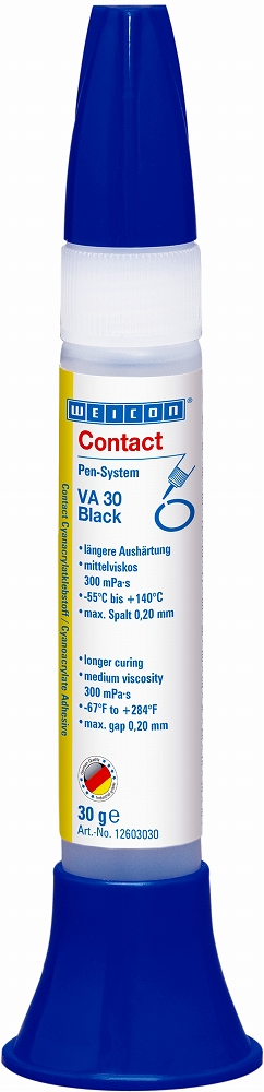 815254 ADHESIVE CONTACT CYANOACRYLATE, WEICON VA 30 BLACK 30GRM