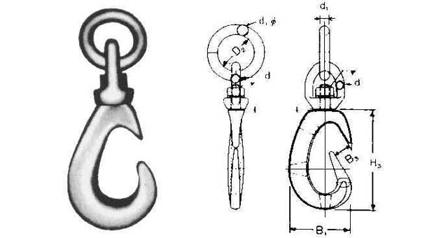 231203 CARGO HOOK WITH SWIVEL, EYE & RING SWL 3TON