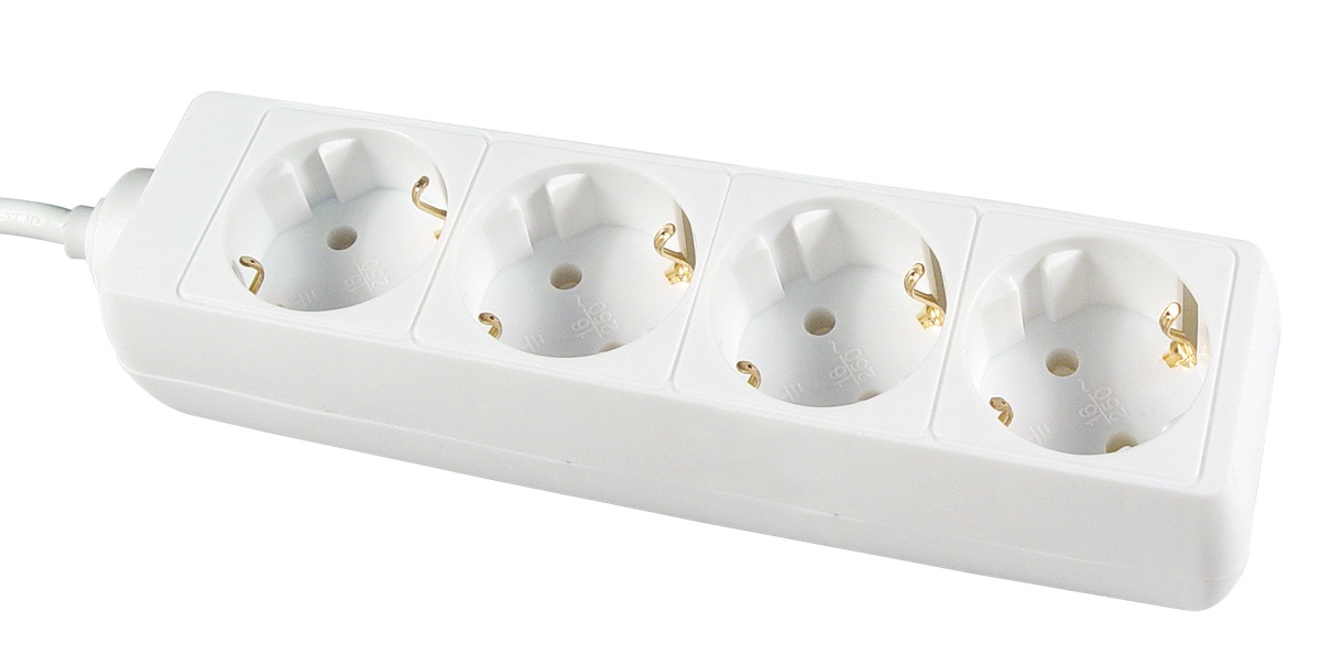 792967 RECEPTACLE 4WAYS EUROPEAN PLUG, 2 ROUND PINS W/3MTR CORD
