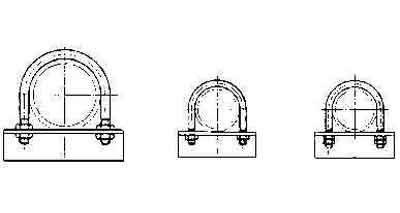 696747 U-BOLT STEEL PIPE 300A M24, WITH SEAT & NUT